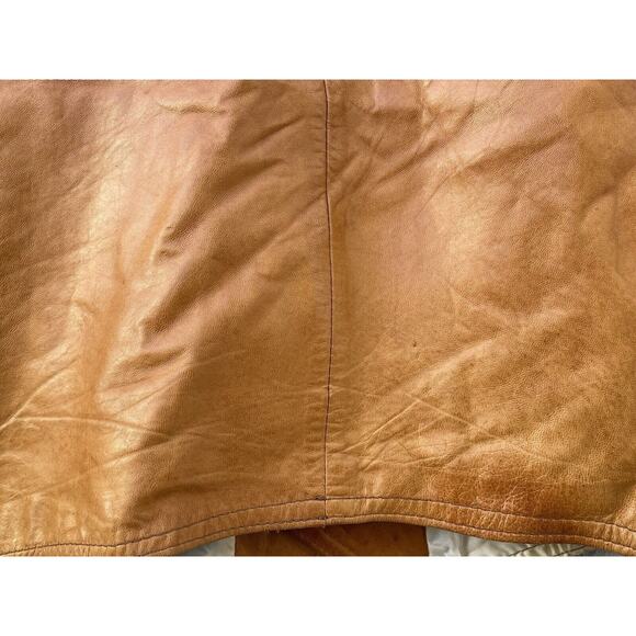 Genuine Leather Men's Vintage Button Vest Made in‎ Mexico Size 44 Tan/Brown - Picture 7 of 16